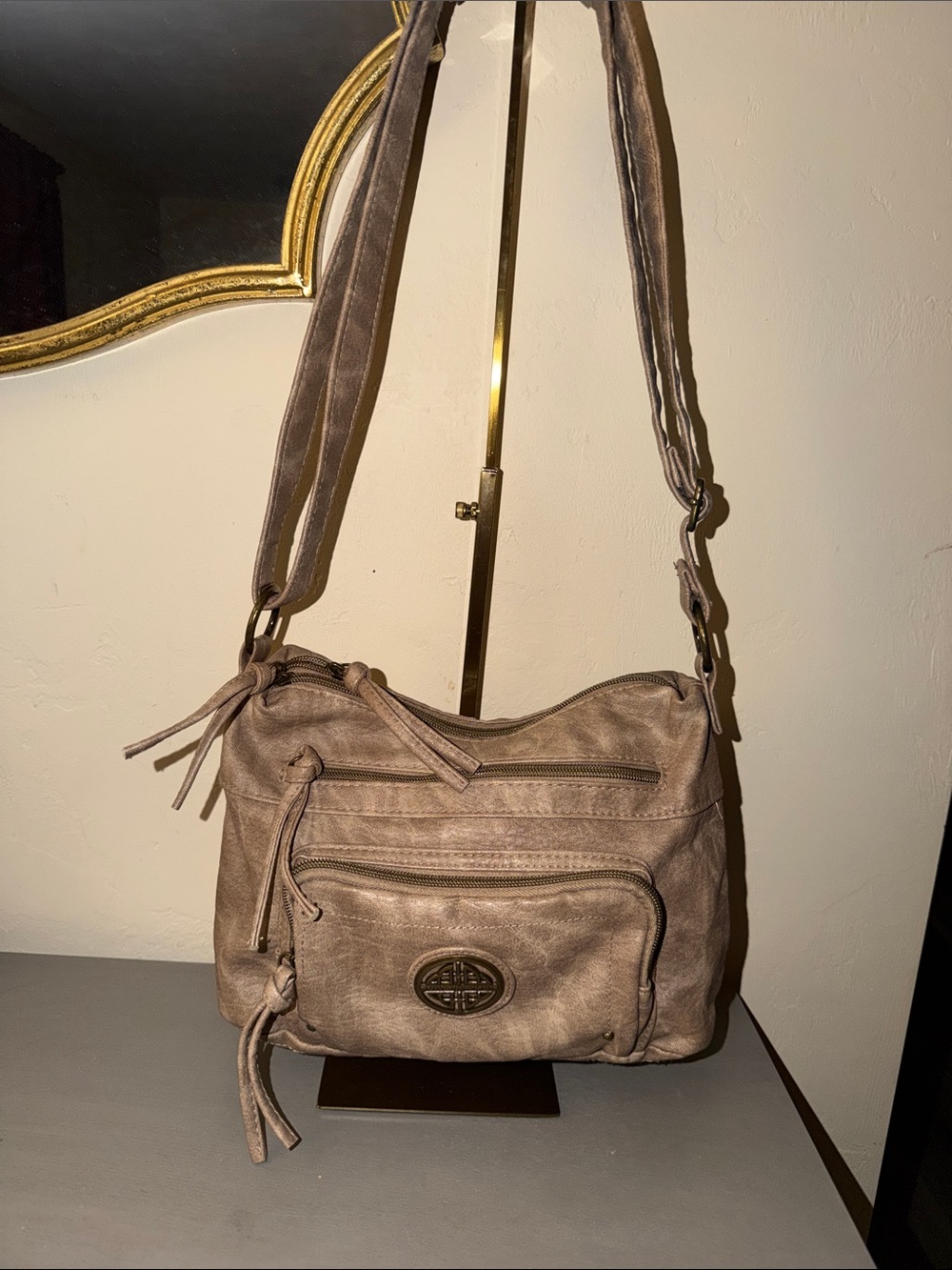 Stone Mountain Accessories Taupe Shoulder Bag with Adjustable Strap